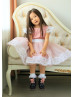 Lace Sleeve Pink Flower Girl Dress